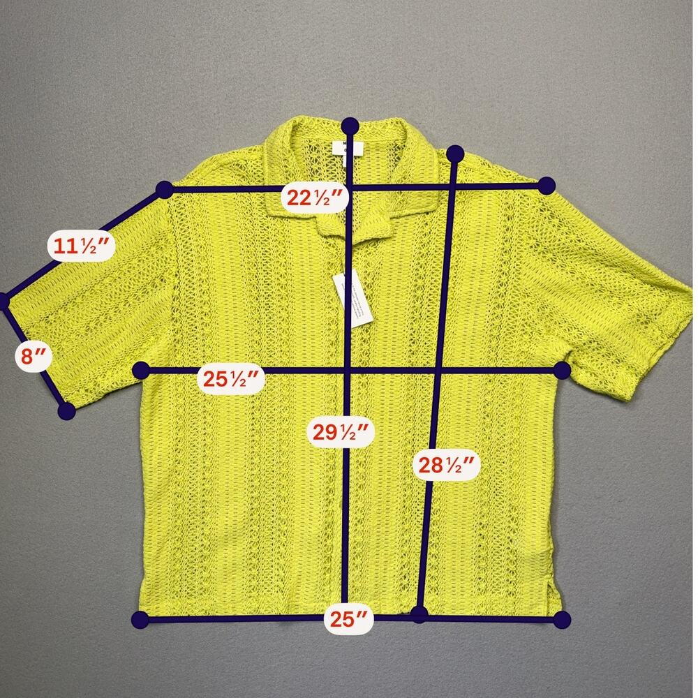 Mode of One Men's Crochet Relaxed fit Camp Shirt Harvest Pear Large $50 - Picture 3 of 7